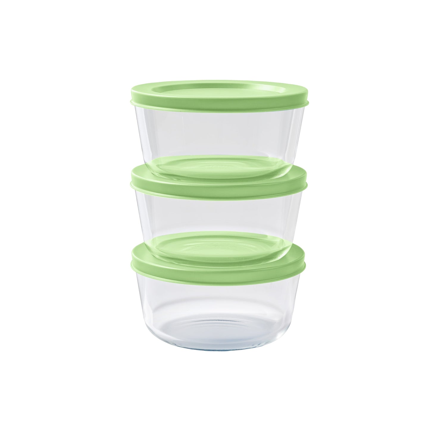 6 Piece Set (2 Cup / 16Oz) Round Glass Storage Containers With Lids, Pistachio