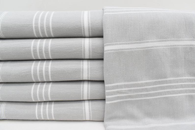 Light Grey Monaco Turkish Towel – Lightweight Quick Dry Beach & Bath Towel, Luxury Turkish Cotton Spa Towel, Travel & Pool Towel