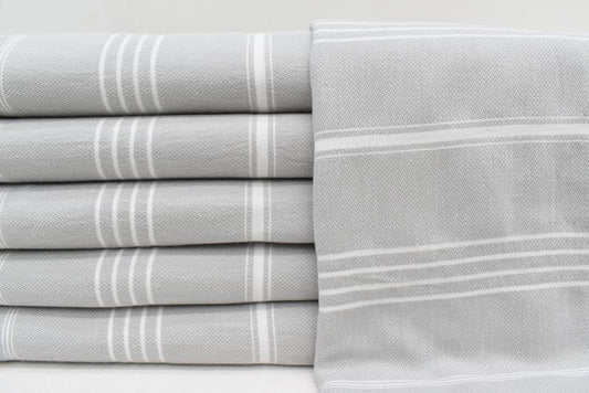 Light Grey Monaco Turkish Towel – Lightweight Quick Dry Beach & Bath Towel, Luxury Turkish Cotton Spa Towel, Travel & Pool Towel