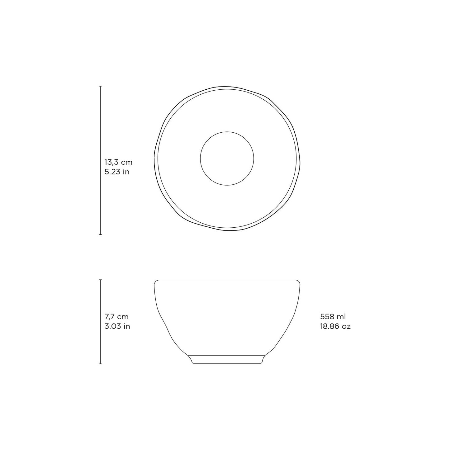 Porto Brasil MATTE BLACK BOWL ORGANIC STONEWARE dia. 5.24"  SKU: '191473901