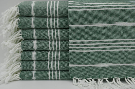 Dark Green Monaco Turkish Towel – Lightweight Quick Dry Beach & Bath Towel, Luxury Turkish Cotton Spa Towel, Travel & Pool Towel