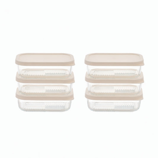 Container Culture 12-Piece Airtight Glass Food Storage Containers with Lids, 6 x 17.6oz - Vanilla Mist