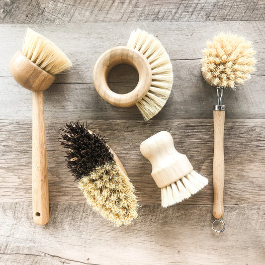 Natural Zero Waste Bamboo Kitchen Brush Set - Eco Friendly Plastic Free Sustainable Kitchen - Ultimate Set Of 5 Best Selling Bamboo Brushes